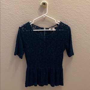Forever 21 | Teal Lace Peplum Blouse